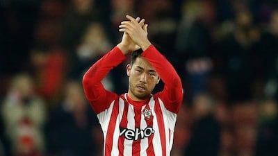 Maya Yoshida of Southampton applauds the fans after his team's 0-0 draw with West Ham United at St Mary's Stadium on Wednesday. Julian Finney / Getty Images