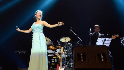 Jia Ruhan sang as a guest singer in famous pianist Robert Wells's concert "rockabilly-medley" in November 2012. Handout