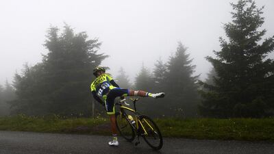Spain’s Alberto Contador abandons the Tour de France after fracturing his shin earlier in a fall during Stage 10. Lionel Bonaventure / AFP