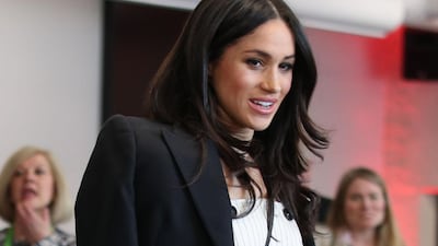 Meghan Markle, in Max Mara, attends a reception with the Commonwealth Youth Forum at the Queen Elizabeth II Conference Centre on April 18, 2018 in London, England. Getty Images