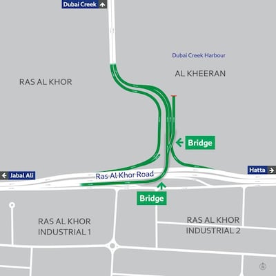 The first stage of the project links Dubai-Al Ain Road and Al Khail Road heading to Dubai Creek Harbour. Courtesy: RTA