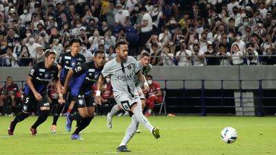 Neymar scores Paris Saint-Germain's second goal from the peanlty spot. Getty