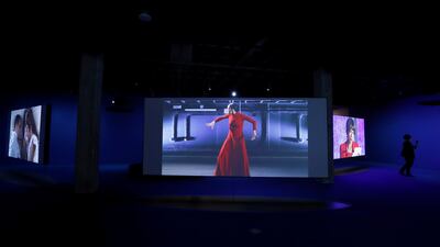 A guest walks through a movie projection room. Reuters