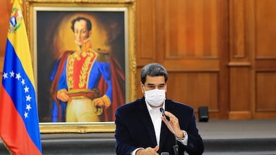 Handout picture released by the Venezuelan Presidency showing Venezuela's President Nicolas Maduro during a meeting at Miraflores Presidential Palace in Caracas on May 4, 2020. AFP