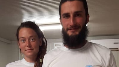 In this handout photograph distributed by the United Nations Multidimensional Integrated Stabilization Mission in Mali (MINUSMA) on March 14, 2020, shows Edith Blais and Luca Tacchetto, at the UN camp in Kidal, Mali. MINUSMA via AFP