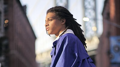 Prospect Park: jumper, Dh3,900; trousers, Dh3,150, both from Bottega Veneta. Coat, Dh6,960, Issey Miyake. Rings, from Dh1,375, both from Title of Work