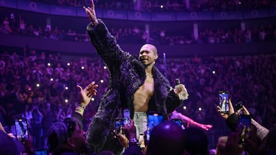 Usher performs at The O2 Arena in London during his 2025 world tour. Getty Images
