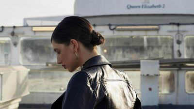 Learn the ropes: Jacket, Dh13,600; blouse, Dh5,500, both from Saint Laurent by Anthony Vaccarello. Earrings, Dh826, Elsa O.