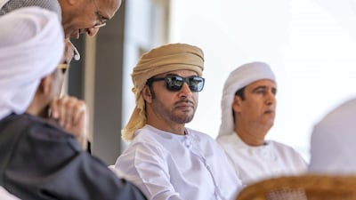 Sheikh Hazza watches the endurance races. Wam