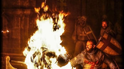 Faycal Attougui on set of the TV series 'Knightfall'. Courtesy Hind Al Basti