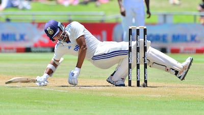 Yashasvi Jaiswal of India takes a tumble. Getty Images