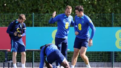 England's Harry Kane and Harry Maguire. Getty