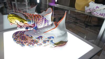 A pair of football boots created by Stella McCartney. Photo: PA