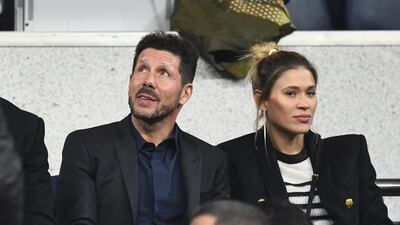 The coach of Spain's Atletico Madrid, Argentine Diego Simeone (left), is seen at the Santiago Bernabeu stadium in Madrid before thet start of the second leg match. AFP