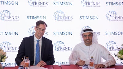 From Left, Brian Finlay, President and CEO of the Stimson Center and Dr Ahmed Al Hamli, Trends Research & Advisory President & Founder. Photo: TRENDS Research & Advisory