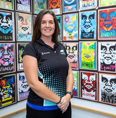 Gaynor Lowe, physical education teacher at The British International School Abu Dhabi, said it had been a challenge initially to move physical education online. Victor Besa / The National