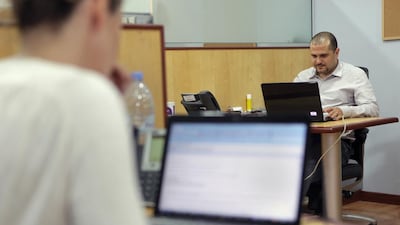 Employees working at Yahoo! Maktoob office in Dubai Internet City. Innovation will be crucial to developing sustainable economic growth. (Nicole Hill / The National)