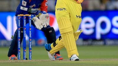 Suresh Raina hits out during his superb innings for Chennai Super Kings against Delhi Daredevils in Abu Dhabi on Monday night. Ravindranath K / The National