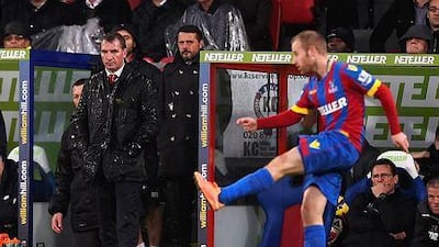 Brendan Rodgers, manager of Liverpool looks on in the rain during their Premier League match against Crystal Palace at Selhurst Park on November 23, 2014 in London, England. Mike Hewitt/Getty Images