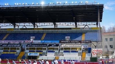 Parma and Spal play their Serie A match in an empty Tardini stadium, in Parma. AP