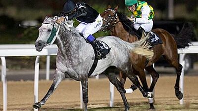 Aberfeldy and jockey Royston Ffrench hold on to win the Group 1 Liwa Oasis.