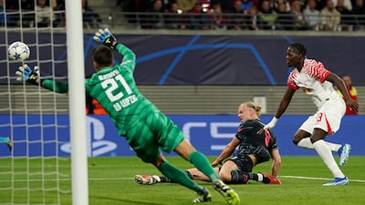 Manchester City's Erling Haaland misses a chance. PA