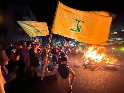Supporters of Hezbollah protest in Beirut's southern suburbs against the government's endorsement of a plan to disarm the group. AFP