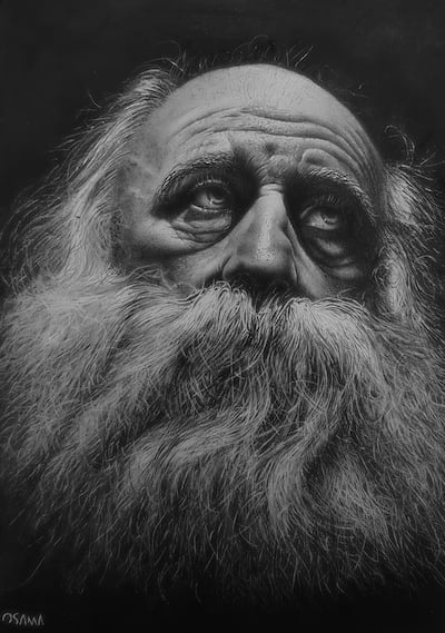 Osama Khalaf leads a workshop in realistic portraiture through charcoal. Courtesy Tashkeel