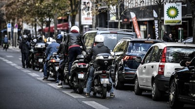The queue for fuel at a petrol station in Paris. AFP