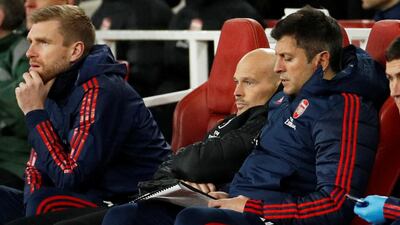 Arsenal interim manager Freddie Ljungberg at the Emirates Stadium. Reuters