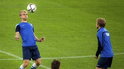 Finland's Rasmus Schuller players with the ball during a team training session on Wednesday ahead of their Euro 2016 qualifying match against Romania on Thursday night. Ovidiu Micsik / Inquam Photos / Reuters