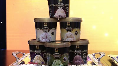 Al Ain Dairy has launched a range of camel-milk ice cream in six flavours – date, saffron, cardamom, chocolate, caramel and “lite” raspberry vanilla. Jeffrey E Biteng / The National