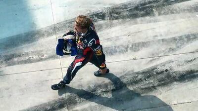 Sebastian Vettel had to walk back to the pits after retiring from the Italian Grand Prix.