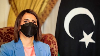 Najla El Mangoush looks on during her meeting with her Egyptian counterpart in Cairo. AFP