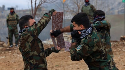 Iranian Kurdish fighters from the Kurdistan Freedom Party during training at a base on the outskirts of Erbil, Iraq. Reuters