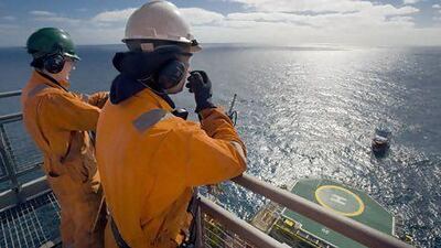 Production at Taqa's North Sea oilfields, above, declined 3 per cent on the year after a leak at the Cormorant Alpha platform forced a shutdown at the site. Courtesy Taqa