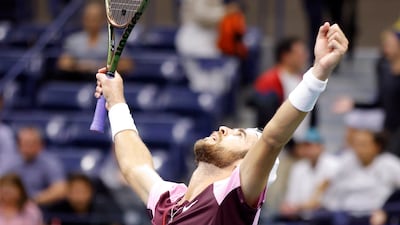 Khachanov celebrates his victory against Kyrgios. EPA