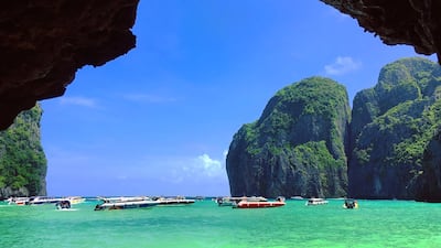 A view from Thailand's Maya Bay which is closed to tourists until at least 2021. Courtesy Wikimedia Commons