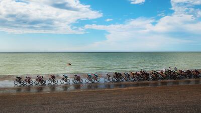 The peloton rides along the North Sea coast during Stage 2 of the 2015 Tour de France, a 166km stage between Utrecht and Zelande, on July 5, 2015, in Zelande, Netherlands. Bryn Lennon / Getty Images
