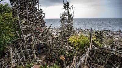 Lars Vilk's wooden artwork 'Nimis' in Kullaberg's nature reserve in Sweden. The site is a 4km drive from the nearest town of Molle, and then a 40-minute hike through the forest. EPA