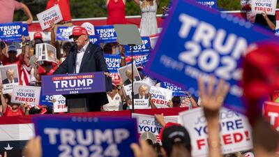 Former US president Donald Trump speaks during a campaign event at Historic Greenbrier Farms in Chesapeake, Virginia, on Friday. Bloomberg