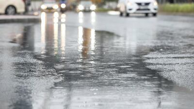 Rain fell across the two emirates on Saturday. Antonie Robertson / The National