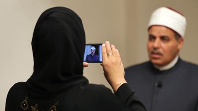 Prof Mohamed El Mahrassawy, President of Al Azhar University, gives an interview in Abu Dhabi. AP Photo