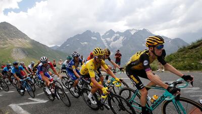 Julian Alaphilippe, in yellow, and the peloton in action during Stage 18 of the Tour de France. AP Photo