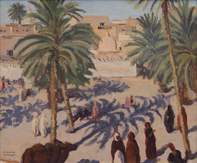 Frederic de Buzon's 'A lively market place'. Courtesy Alliance Francaise Dubai