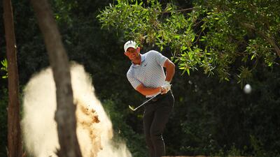 Rory McIlroy plays his second shot on the 5th hole. Getty