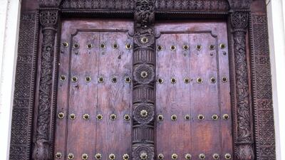 An ornate door at the House of Wonders in the old town of Zanzibar City in 1991. Getty Images