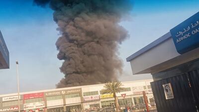 Smoke billows from the fire near the International School of Choueifat in Sharjah. Photo: Salam Al Amir / The National