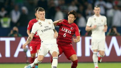 Toni Kroos, left, in action for Real Madrid at the Fifa Club World Cup. EPA