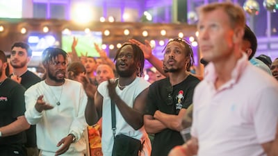Fans of Manchester City and Inter Milan watch the game at Barasti in Dubai. Ruel Pableo for The National